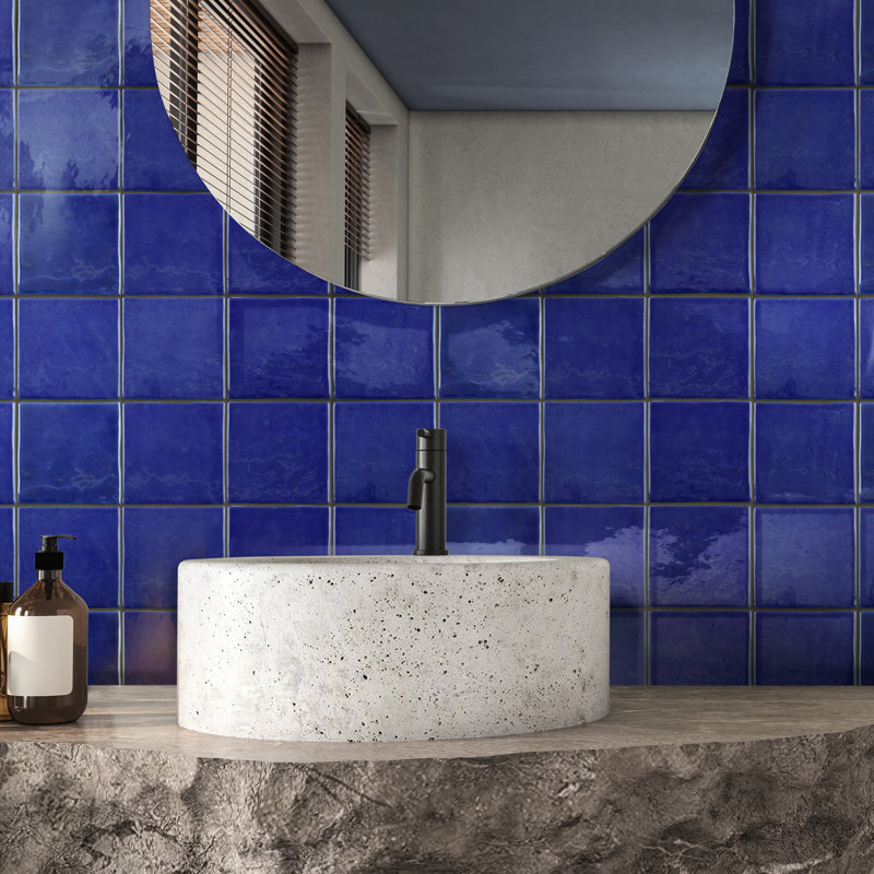 Viva Antic Handmade 4" x 4" Ceramic Tile, Blue