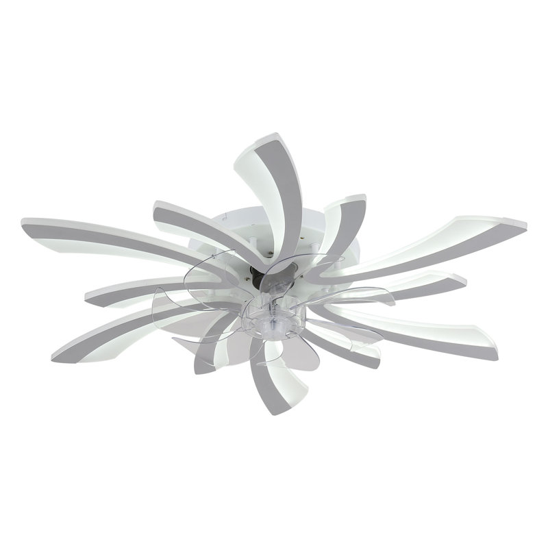 Chany 30" Modern Ceiling Fan with Lights and Remote, 6 Speeds Flush Mount Ceiling Fan Low Profile Fandelier for Bedroom
