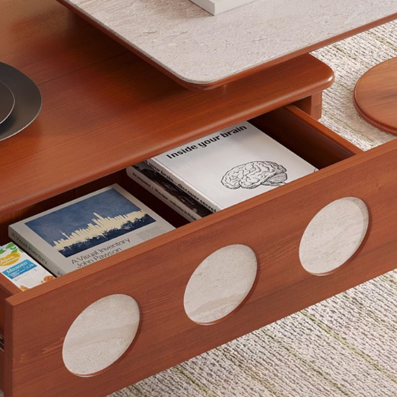 Table basse rétractable en bois massif de style médiéval