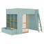 Lit mezzanine peu encombrant, conception pour lit double avec échelle et tablettes de rangement-133471643-133471647