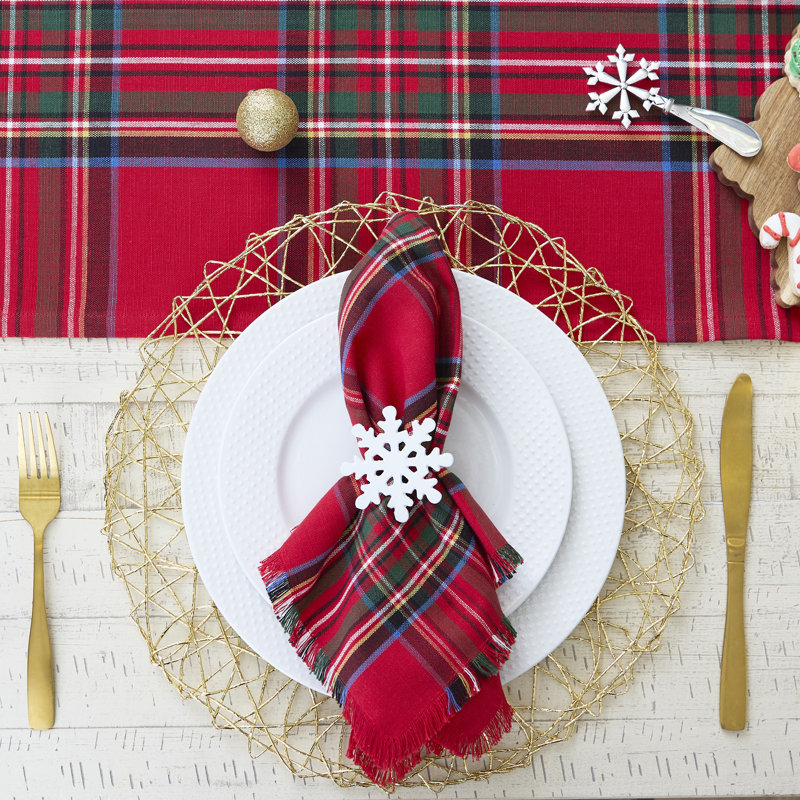 White Snowflake Napkin Ring Set/4
