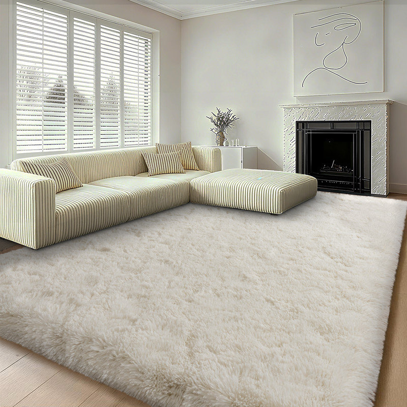 Cream-Colored Holiday Decor Indoor Rug Ultra-Fluffy & Ultra-Soft Pet-Friendly Perfect for Bedrooms, Kids' Rooms, Apartments, Dorms
