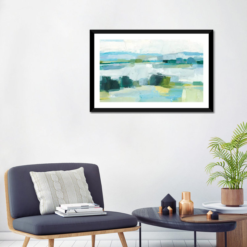 « Cool Summer I » par Ethan Harper, reproduction d’art, H 24 po x l 32 po x p 1 po, Papier encadré noir, Blanc