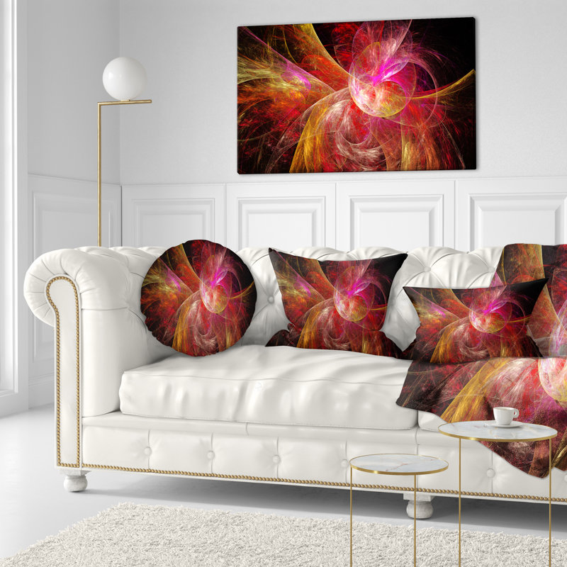 Fractale noire - coussin imprimé abstrait, Rose