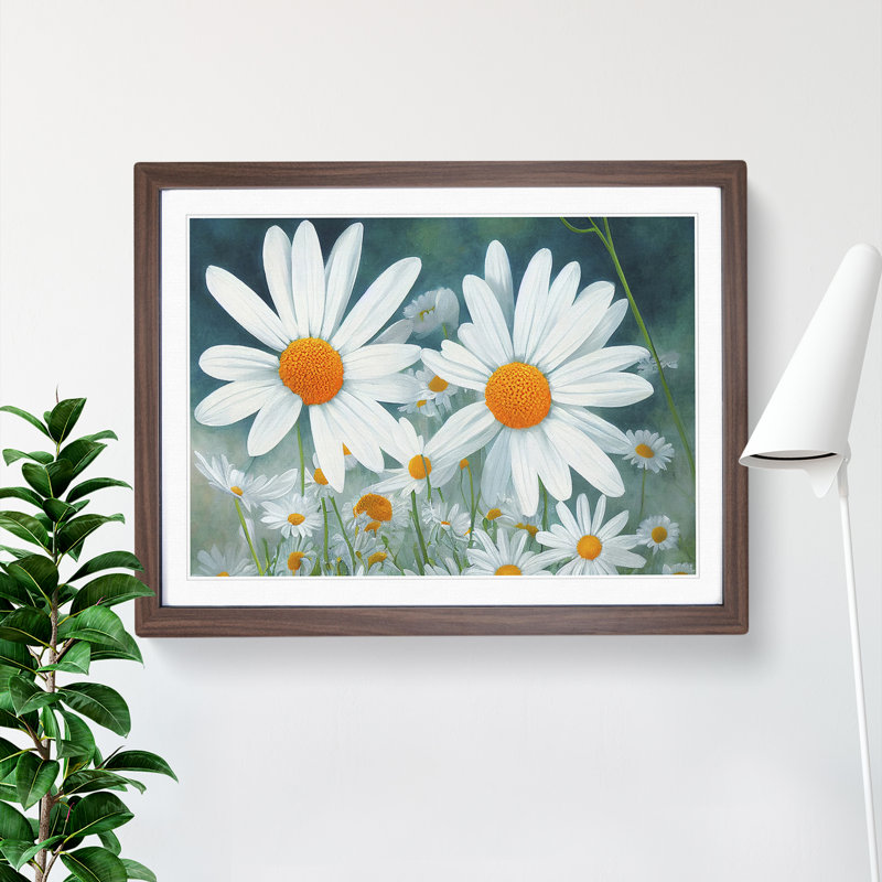 Daisy Flower Vol.1 - Framed Print, 25cm H x 34cm W x 2cm D, Walnut