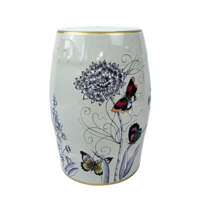 Flower and bird ceramic stool