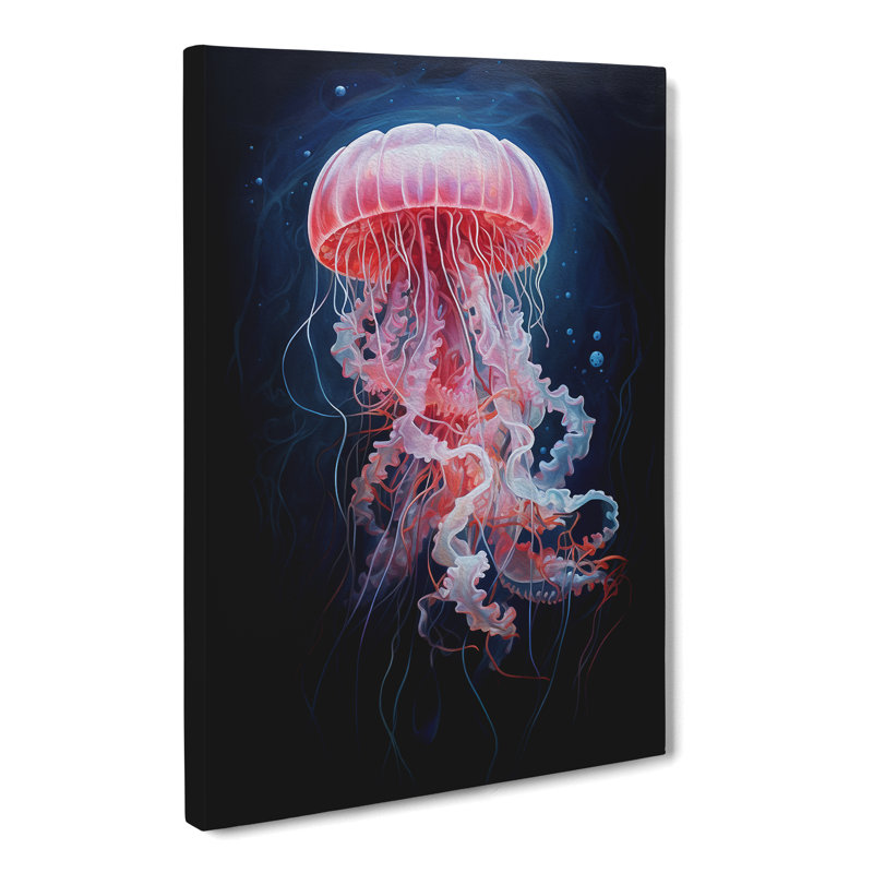 JellyFish Hard Edge Painting Art - Wrapped Canvas, 76cm H x 50cm W x 3cm D