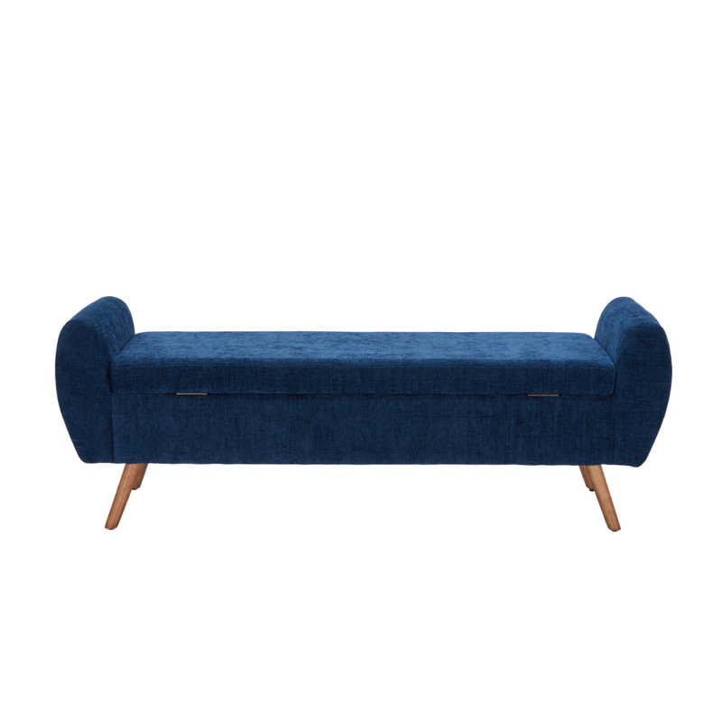 Alamo Upholstered Storage Bench, Blue Chenille