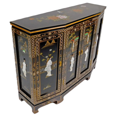 Chinese Cabinet with Four Doors Mother Of Pearl Inlaid