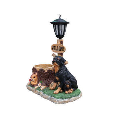 Rottweiler Dog Planter Statue Garden Decor Flower Pot for Outdoor Patio