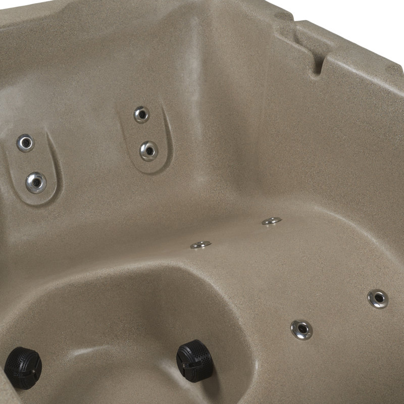 Beige 4-Person Electric Rectangle Hot Tub with Jets