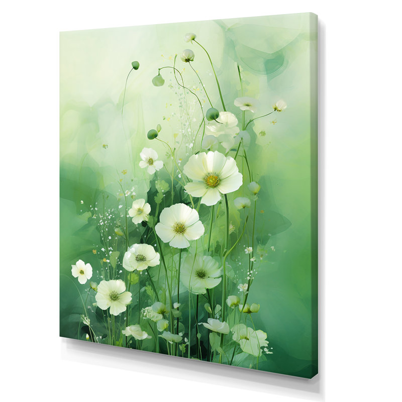 Green and White Seasons Symphony sur toile, Toile tendue, 32" H x 24" W