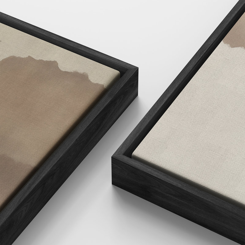 Soft Earth Tone Abstract Wall Art for Bedroom – Set of 2 Framed Wall Art Print on Canvas 60"x20"x2, 60"x30"x2, Black Framed