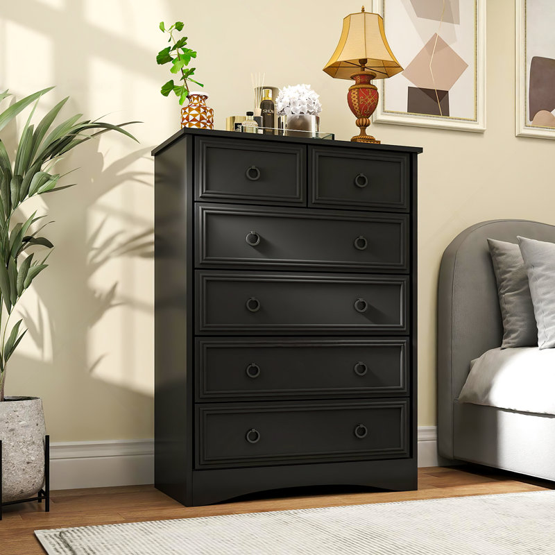 Casimira 6 Drawer Chest, Black