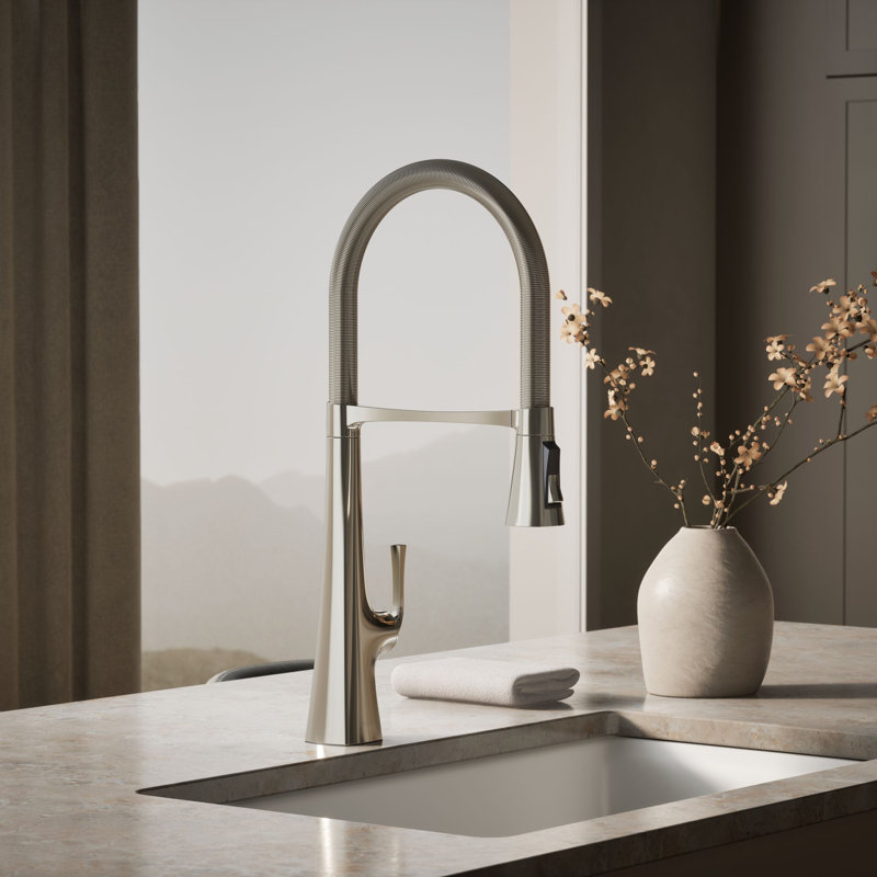 Graze Single-Handle Semi-Professional Kitchen Sink Faucet With 24-5/16-In Spout, Polished Nickel