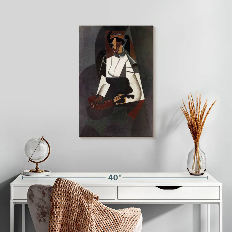 Femme à la mandoline, H 24 po x l 16 po