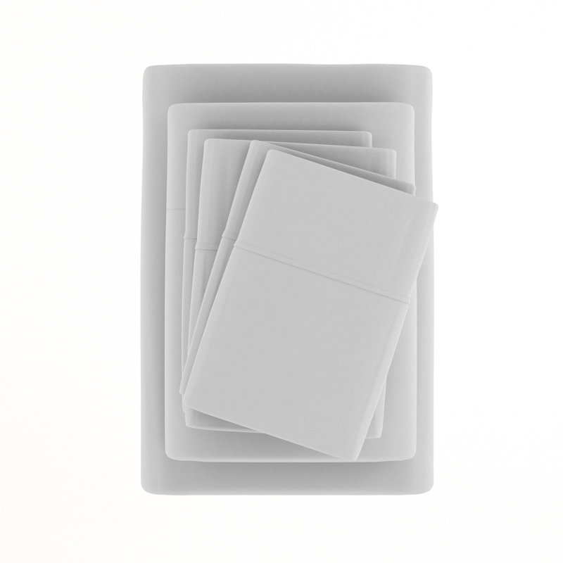 Ensemble de draps 4 pièces Ultra Soft, Ensemble de draps pour lit très grand californien, Gris clair