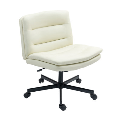 Criss Cross Legged Chair Ergonomic Home Office Desks Chair Armless Swivel Wide Comfy Chair With Casters