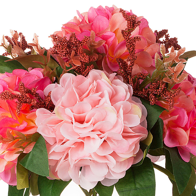 Arrangement floral de dahlia en soie artificielle dans un vase, Rose / rouge