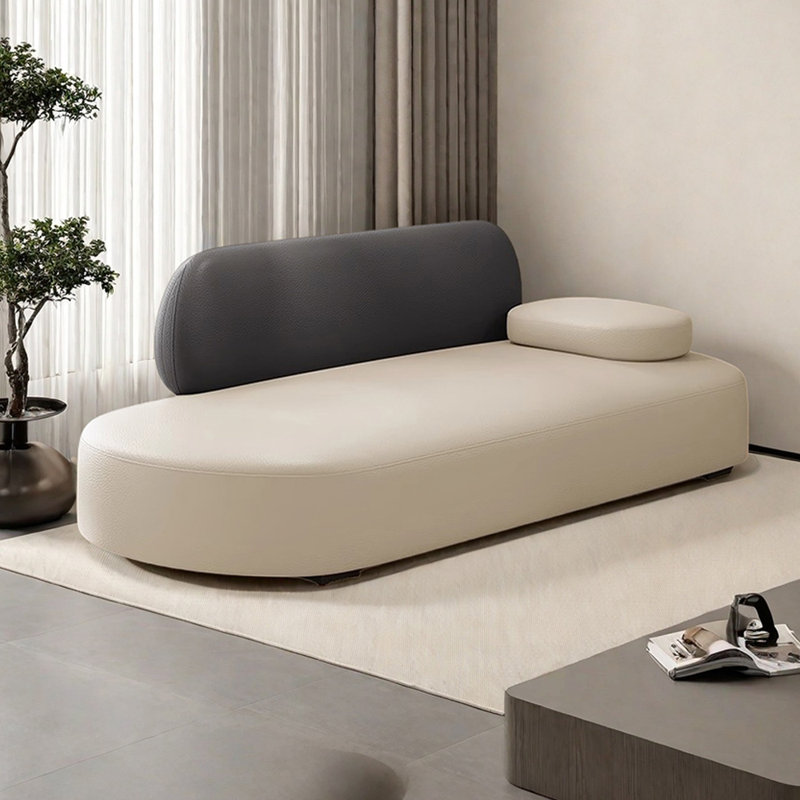 Méridiennes d'intérieur avec appui-tête mobile Finck, Face à la droite, Beige / gris foncé