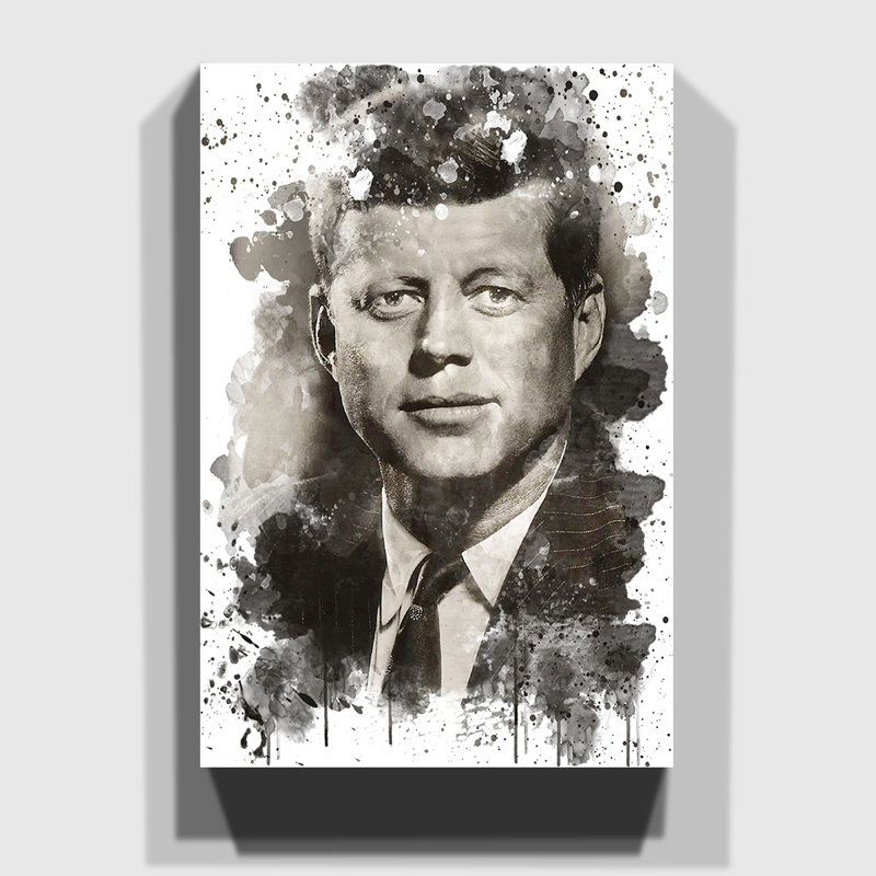 John F Kennedy JFK President - Wall Art, 50cm H x 35cm W, Wrapped Canvas