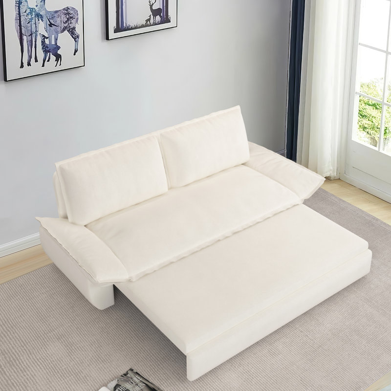 Grand canapé-lit 70,1 po, beige, Blanc
