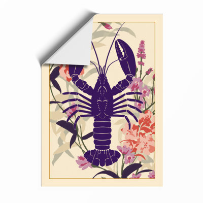 Purple Lobster in Bloom Vintage - Framed Print