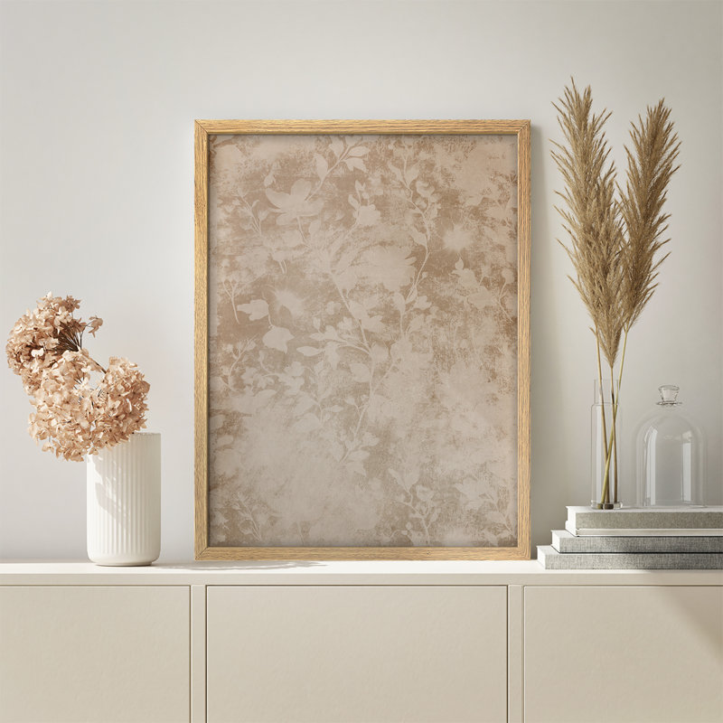 Art mural encadré à motif floral neutre, impression de style botanique rétro pour décor de maison de campagne ou de chalet