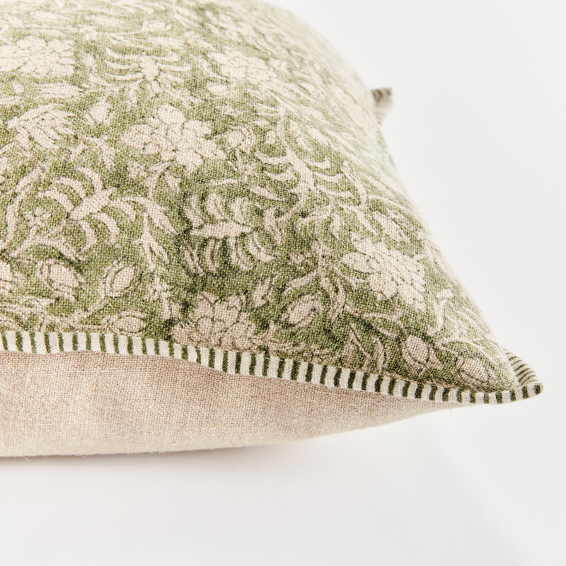 Henriellas European Flax Fiber Throw Square Pillow Cover & Insert, Green