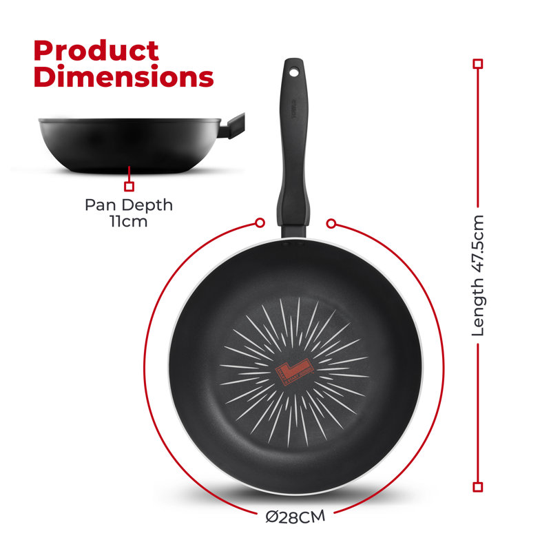 Tower T800306 SmartStart Forged 28cm Aluminium Wok with Aeroglide Pro Non-Stick Coating, Induction Compatible