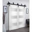 Portes coulissantes de placard en verre opaque de style grange, 56 x 96 pouces, Sete 6003 Blanc Soie Moderne, rails de 6,6 pieds, quincaillerie, ensemble de quincaillerie, portes de placard de chambre en bois massif-58144600