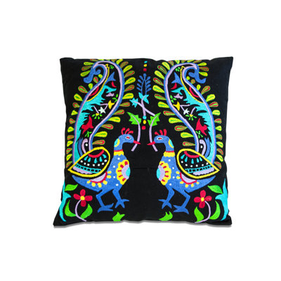 Embroidered Cotton Throw Pillow