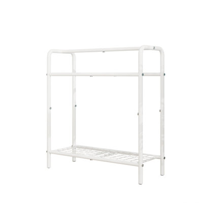 Porte-serviettes en métal à 3 niveaux, porte-serviettes autoportant pour salle de bain, économise de l'espace avec rangement, présentoir pour chambre à coucher, salle de bain, piscine, blanc