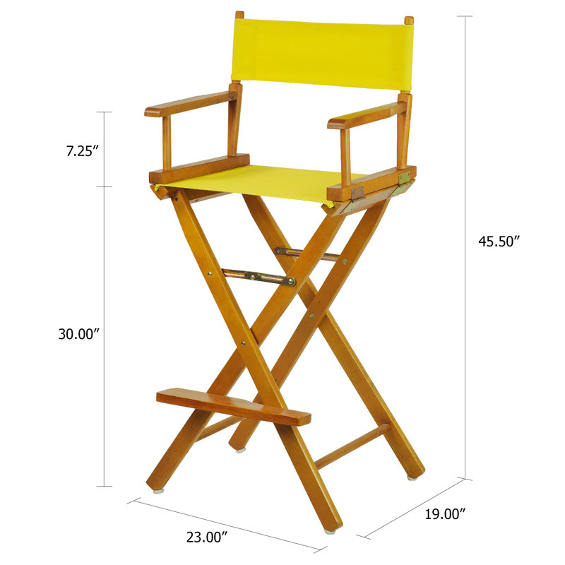 Chaise de réalisateur pliante de 30 po avec toile, Chêne miel, Jaune