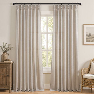 Pinch Pleated Curtains,Semi-Sheer Drapes Back Tab Pinch Pleat Curtain with Hooks+Rings