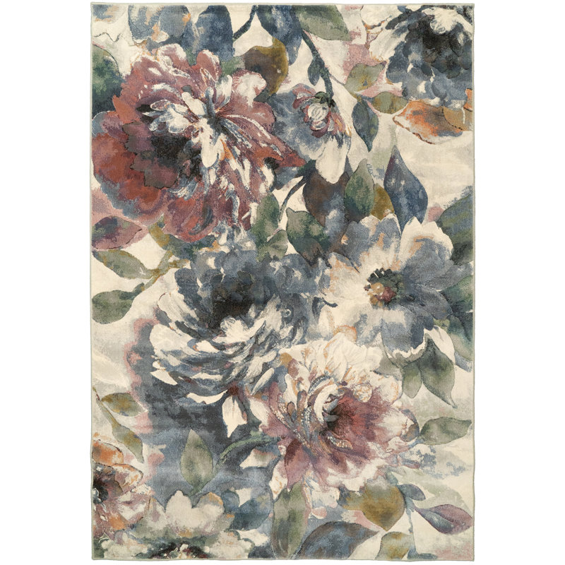 Tapis floral Trosper, Rectangle 5 pi 3 po x 7 pi 7 po