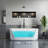 59'' x 30'' Freestanding Soaking Acrylic Bathtub with Overflow, Fluted Design-101890873