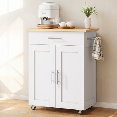 Kitchen Island Cart with Storage, Small Kitchen Island on Wheels with Large Drawer, Adjustable Shelf & Towel Rack, Rolling Island Table for Kitchen & by Ebern Designs