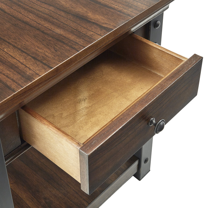 Table de bout Kennemer avec rangement et prises intégrées, Cerise foncée
