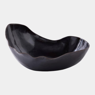 Bol décoratif en corne foncé H 11 po x l 16 po x P 22 po