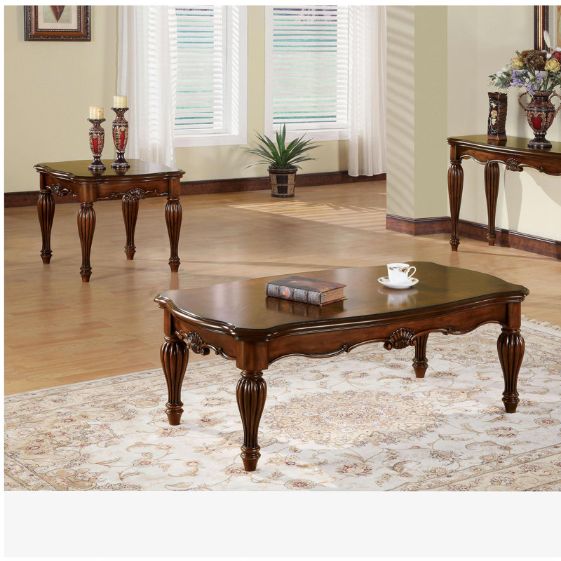 Cherry Rectangle Coffee Table with Whirlpool Legs