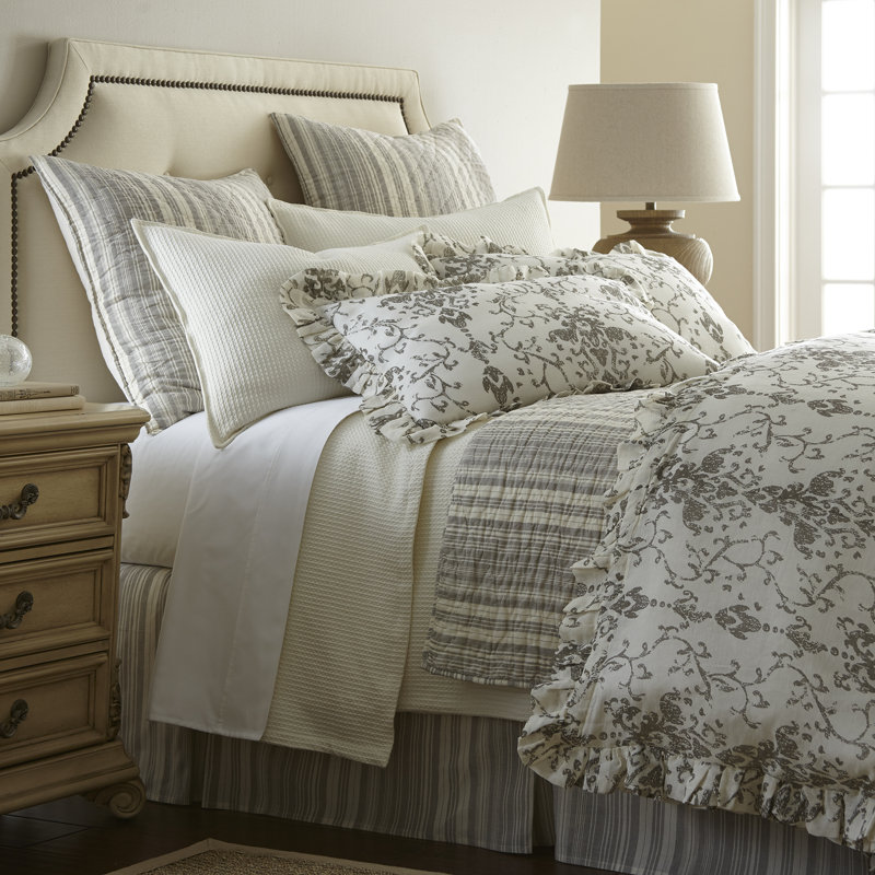 Riley Sham, Standard, Gray/Ivory