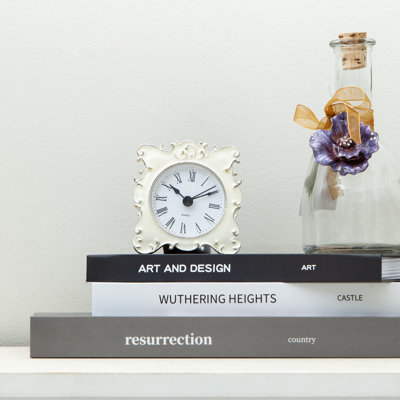 Roman Numeral Quartz Movement / Crystal Tabletop Clock in Distressed Finish