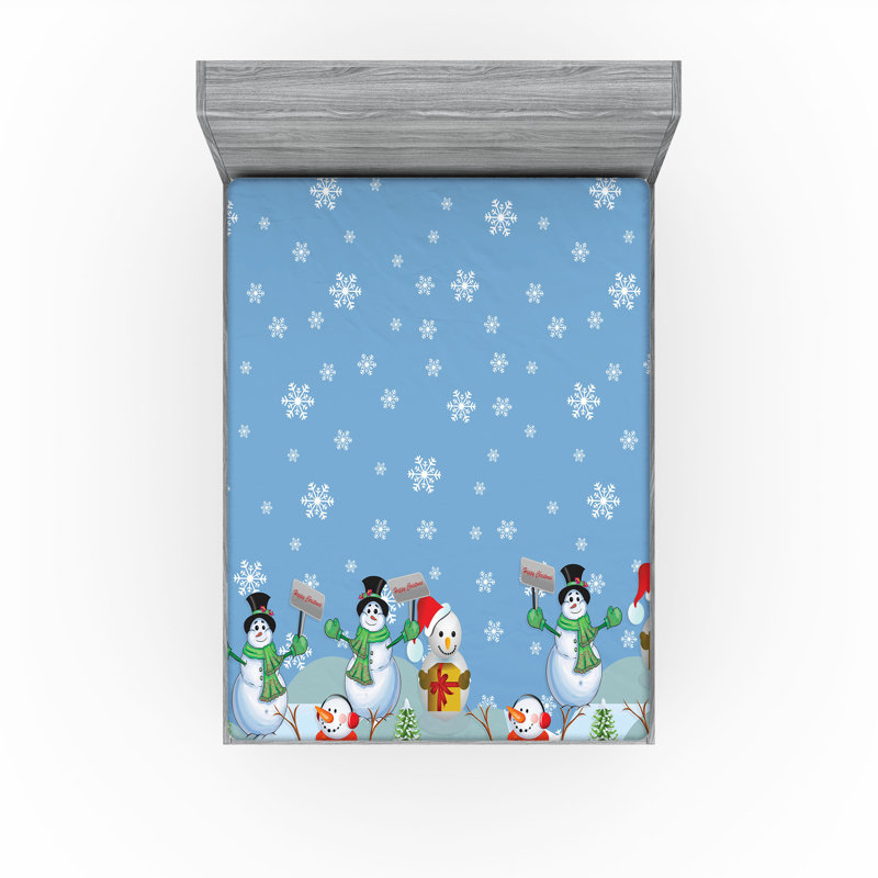 Ambesonne Christmas Fitted Sheet 2-Pack Winter Season Element Multicolor, Full Fitted Sheet