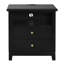  Table de chevet 2 tiroirs en bois massif avec rangement et tablette ouverte, 2 prises de courant intégrées, 1 port USB et 1 port de type C-1282547217