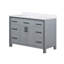 Meuble-lavabo gris foncé de l 48 po x P 22 po avec comptoir en marbre - construction en bois massif, portes et tiroirs à fermeture en douceur, teinture grattée, armoire de rangement spacieuse 6 W-639135698