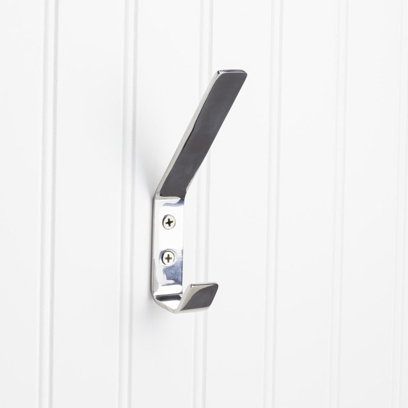 5-916 Double stainless steel wall mount hook. Finish PSS., Polished Stainless Steel