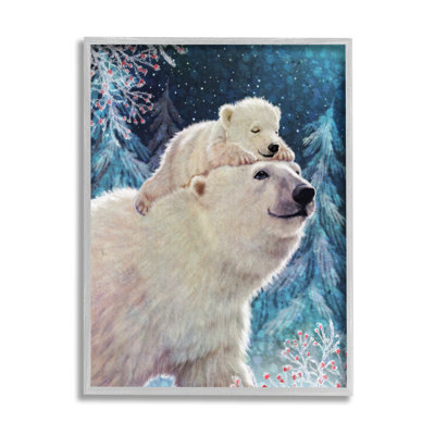 " Polar Bear & Cub Winter Scene " Acrylic Painting