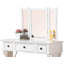 Ensemble de meuble-lavabo unique moderne avec tabouret et tiroirs à miroir pliables avec placage en panneau de fibres à densité moyenne de couleur blanche-123512442