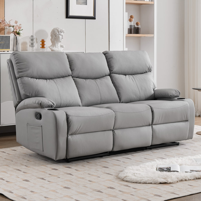 Faux Leather Compact Swivel Recliner Chair, Rocker Lounge Recliner Chair For Small Space With Comfortable Reclining-Gray